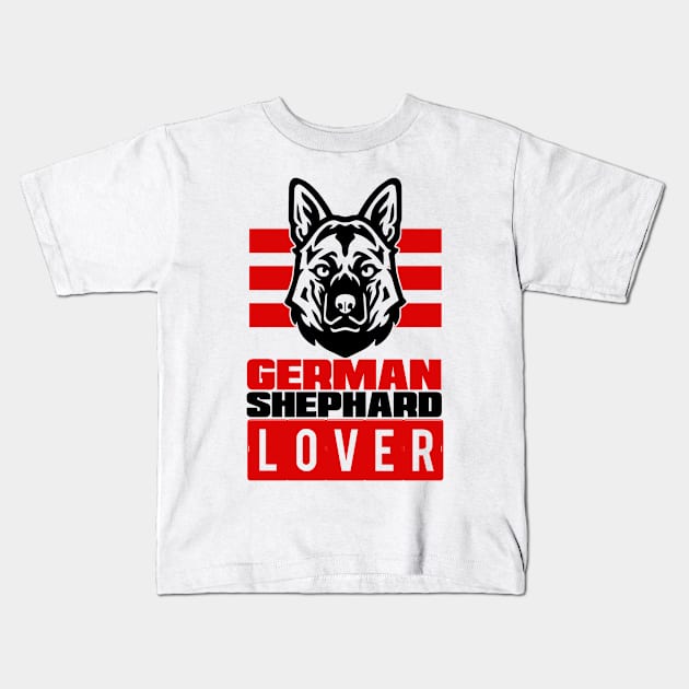 German Shepard Lover (Black/Red) Kids T-Shirt by helloshirts